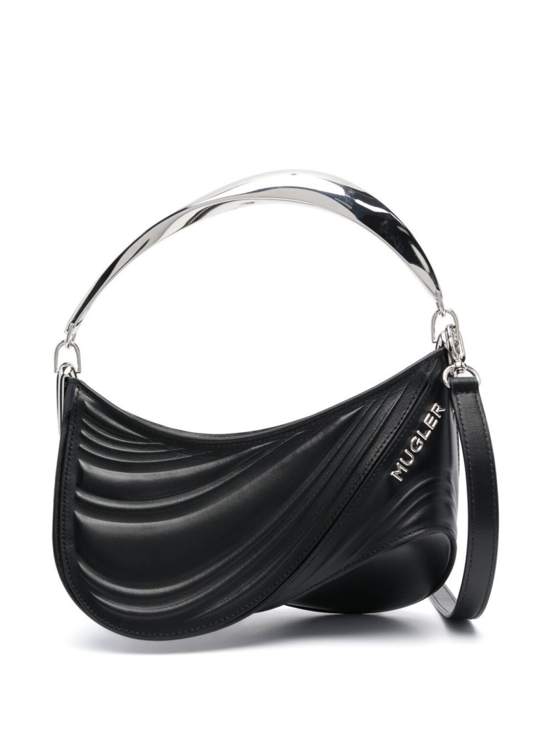 

Mugler маленькая сумка-тоут Spiral Curve 01 с тиснением, черный