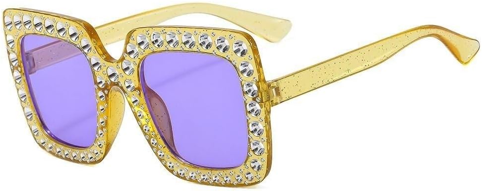 

Квадратные солнцезащитные очки со стразами для женщин, большие солнцезащитные очки с кристаллами, винтажные, с защитой от УФ-излучения UV400, в стиле уличной моды LXLHWN, One Color