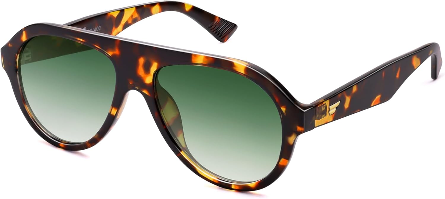 

Солнцезащитные очки-авиаторы VANLINKER в стиле ретро для мужчин и женщин, модные, в винтажном стиле 70-х, с пластиковой оправой, модель VL9750, C17 -Polarized Gradient Green Lens/ Tortoise Frame