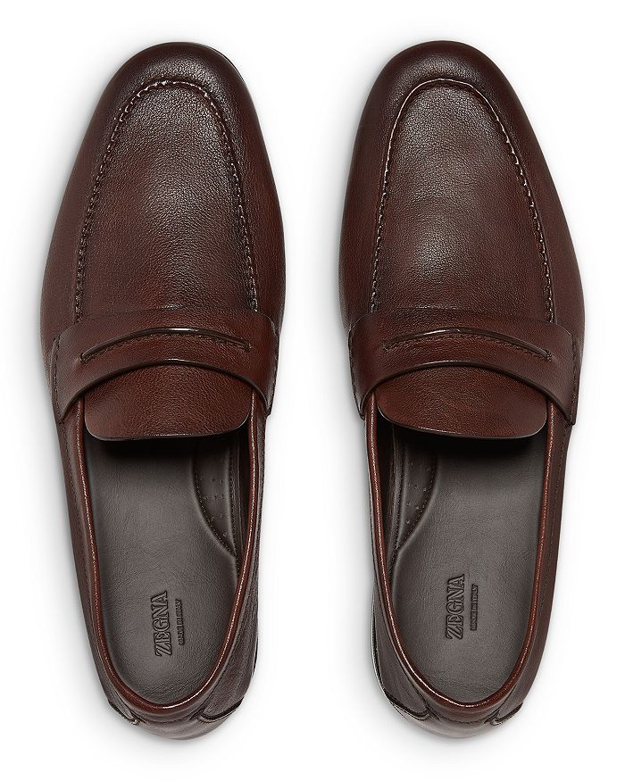 Мокасины из натуральной зернистой кожи ZEGNA, коричневый — фото 2
