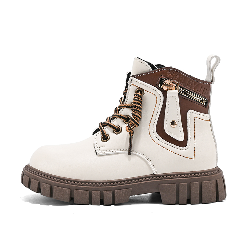 

Детские кожаные ботинки с высоким голенищем, устойчивые к истиранию, с амортизацией и увеличением высоты. Wooden houses, бежевый