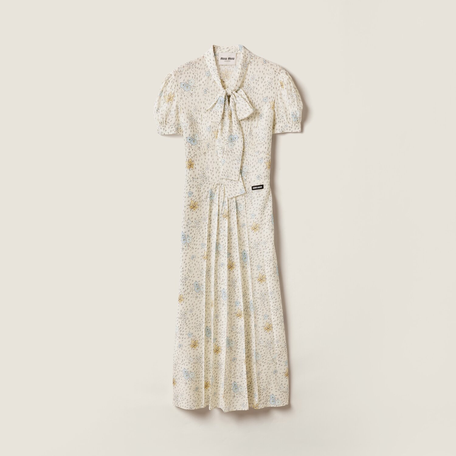 

Длинное платье из крепдешина MIU MIU, белый