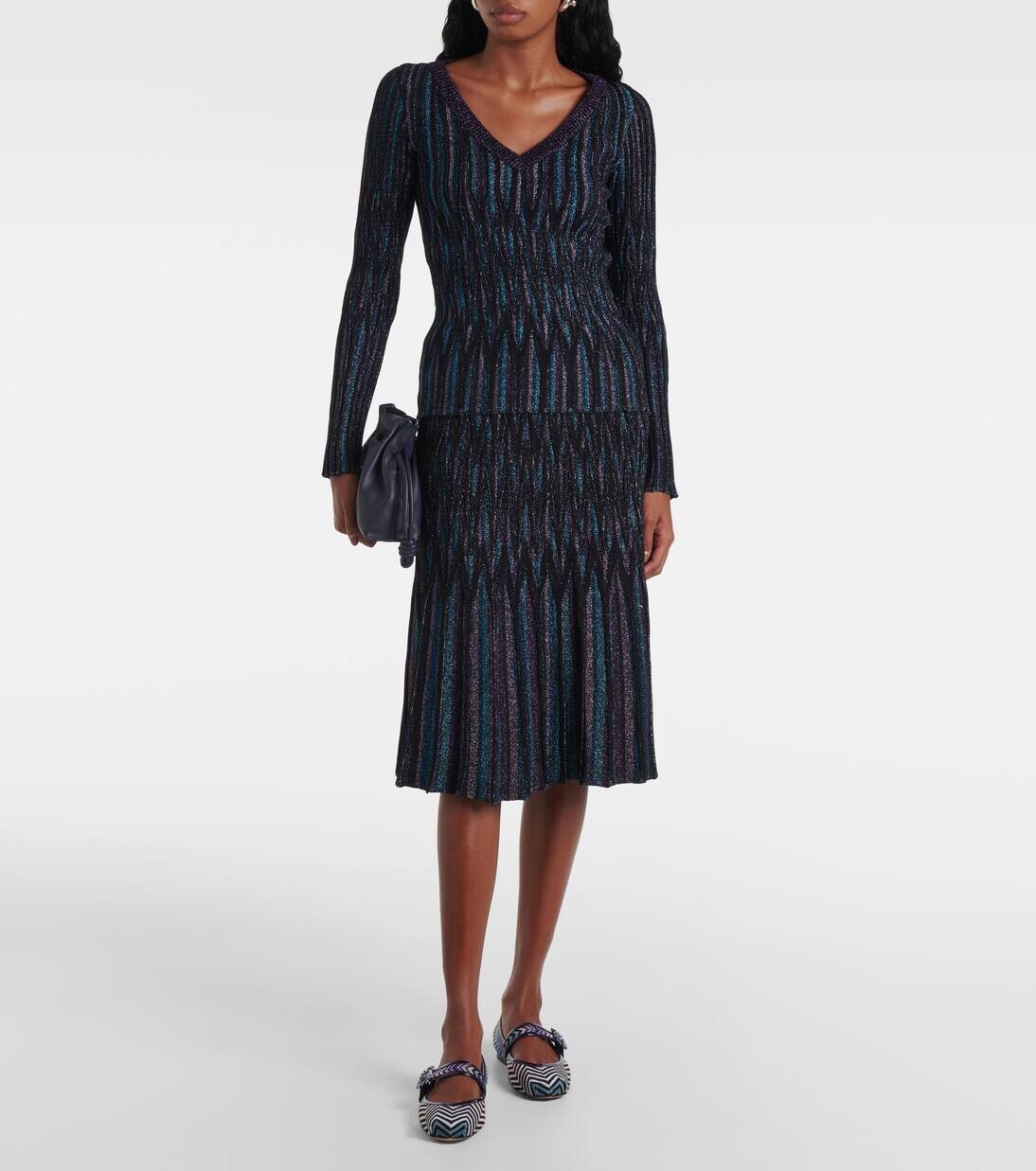 Туфли Мэри Джейн с кожаной отделкой зигзагом Missoni, цвет violet/blue — фото 3