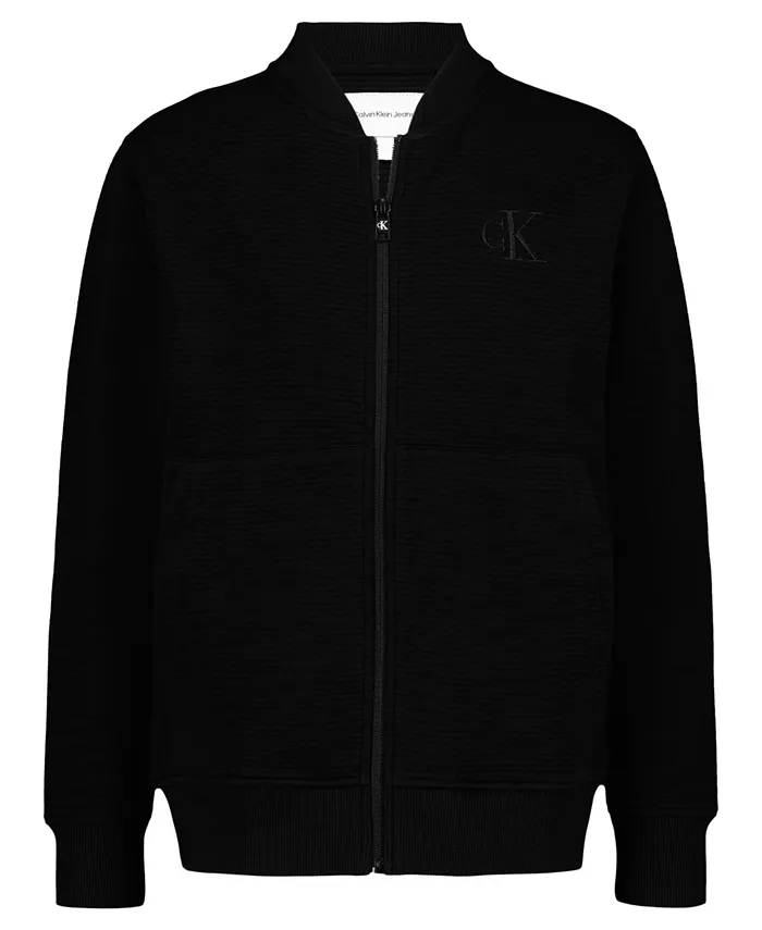 

Мальчиковая куртка-бомбер из овечьей шерсти с молнией и оттоманкой для возраста 8-20 лет Calvin Klein, черный