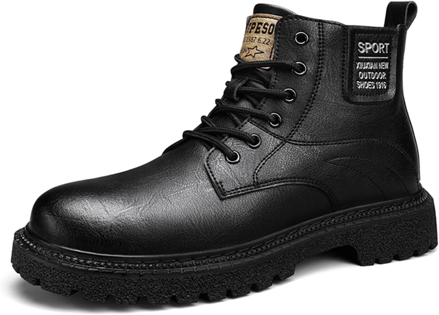 

Мужские осенние классические повседневные ботинки до щиколотки из натуральной коровьей кожи, износостойкие Generic, черный