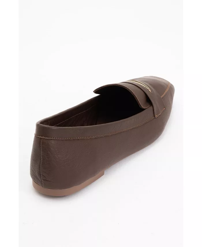 Иридесса Кожаные Лоферы на Плоской Подошве (Женщины) Forever & Always Shoes, коричневый — фото 3