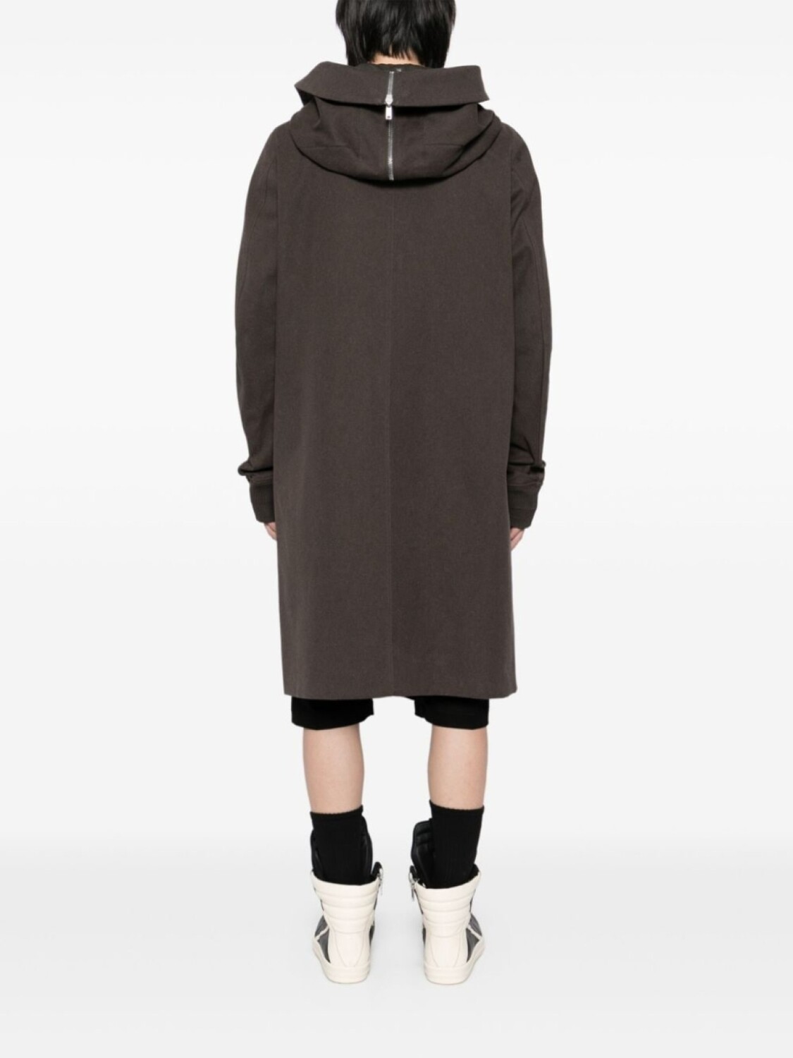 Rick Owens пальто с капюшоном, коричневый — фото 4