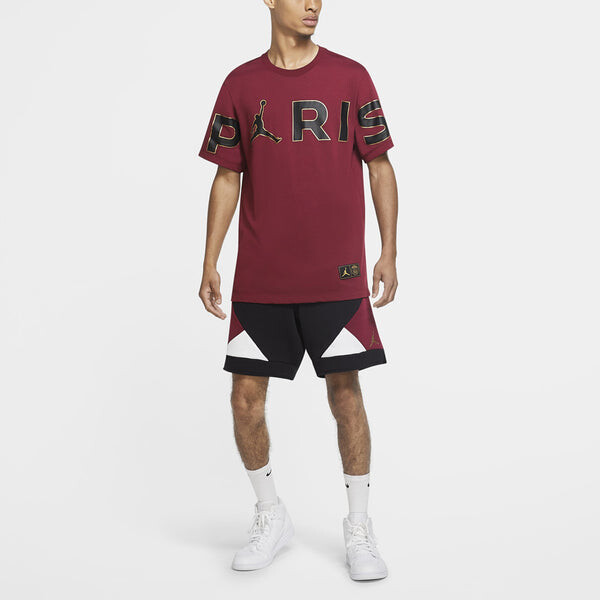 Футболка Air Jordan Wordmark Paris Saint-Germain Sports Round Neck Alphabet Short Sleeve Red, красный — фото 3