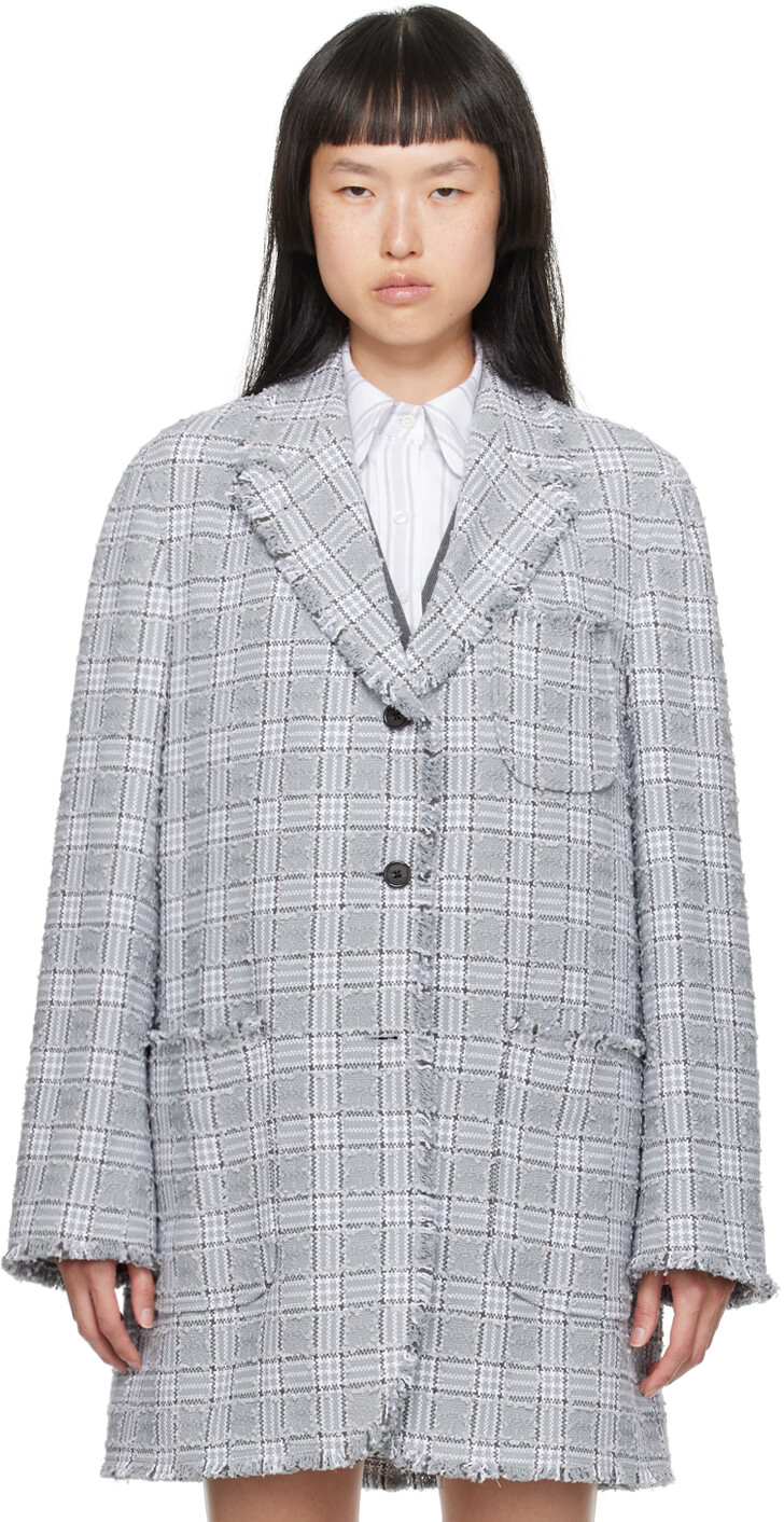 

Серая куртка принца Уэльского Thom Browne, Серый, Серая куртка принца Уэльского Thom Browne