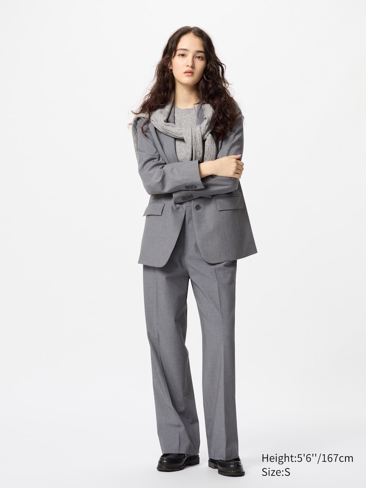 

Широкие брюки со складками Uniqlo, цвет 05 серый
