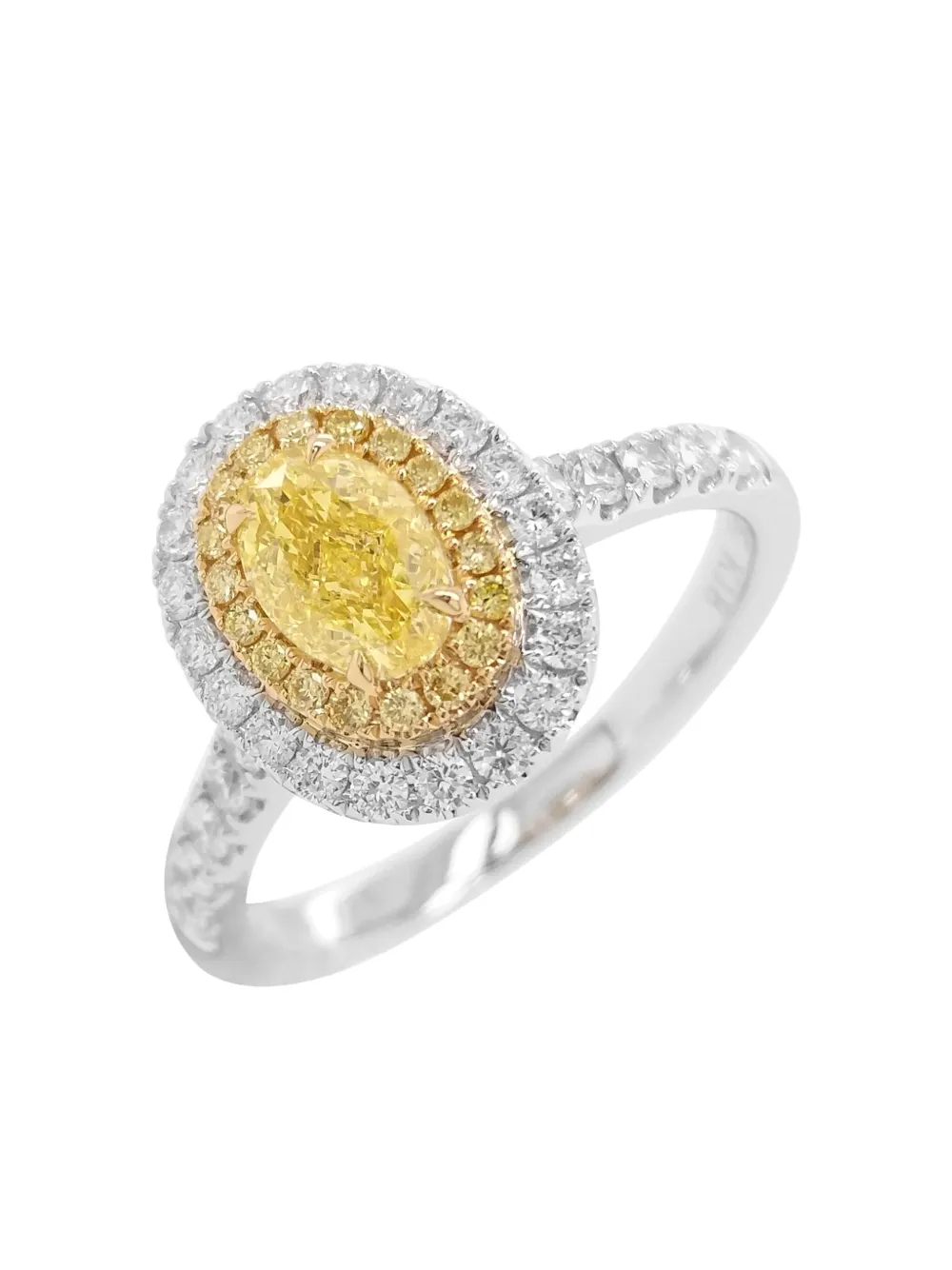 

Кольцо с овальным бриллиантом из 18-каратного белого золота HYT Jewelry, желтый