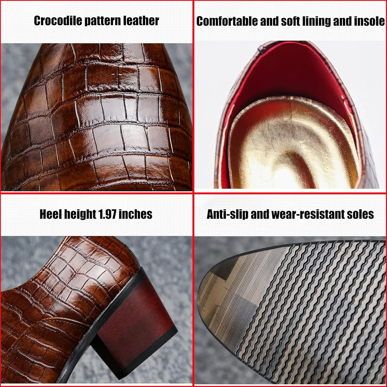 Мужская обувь Oxford Pattern Stone - массивный каблук, настоящая кожа с заостренным носком, шнуровка для модного бизнеса, официального дерби Zentavi, коричневый — фото 2
