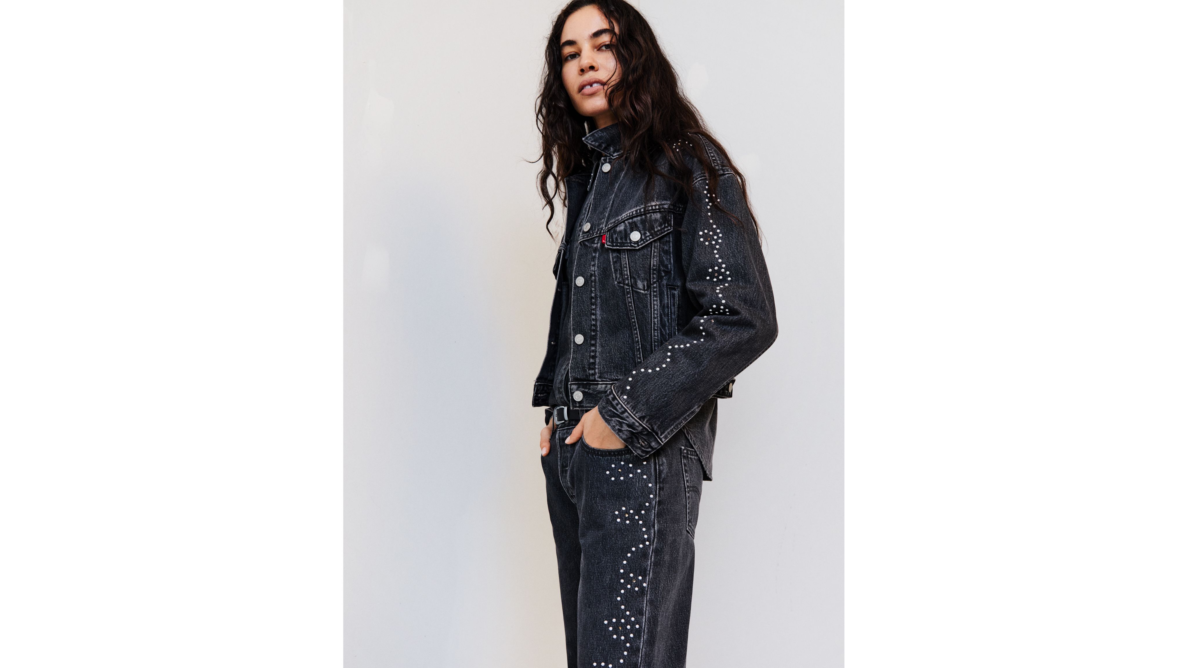 

Укороченная куртка дальнобойщика 90-х Levi's, Bejeweled - Black