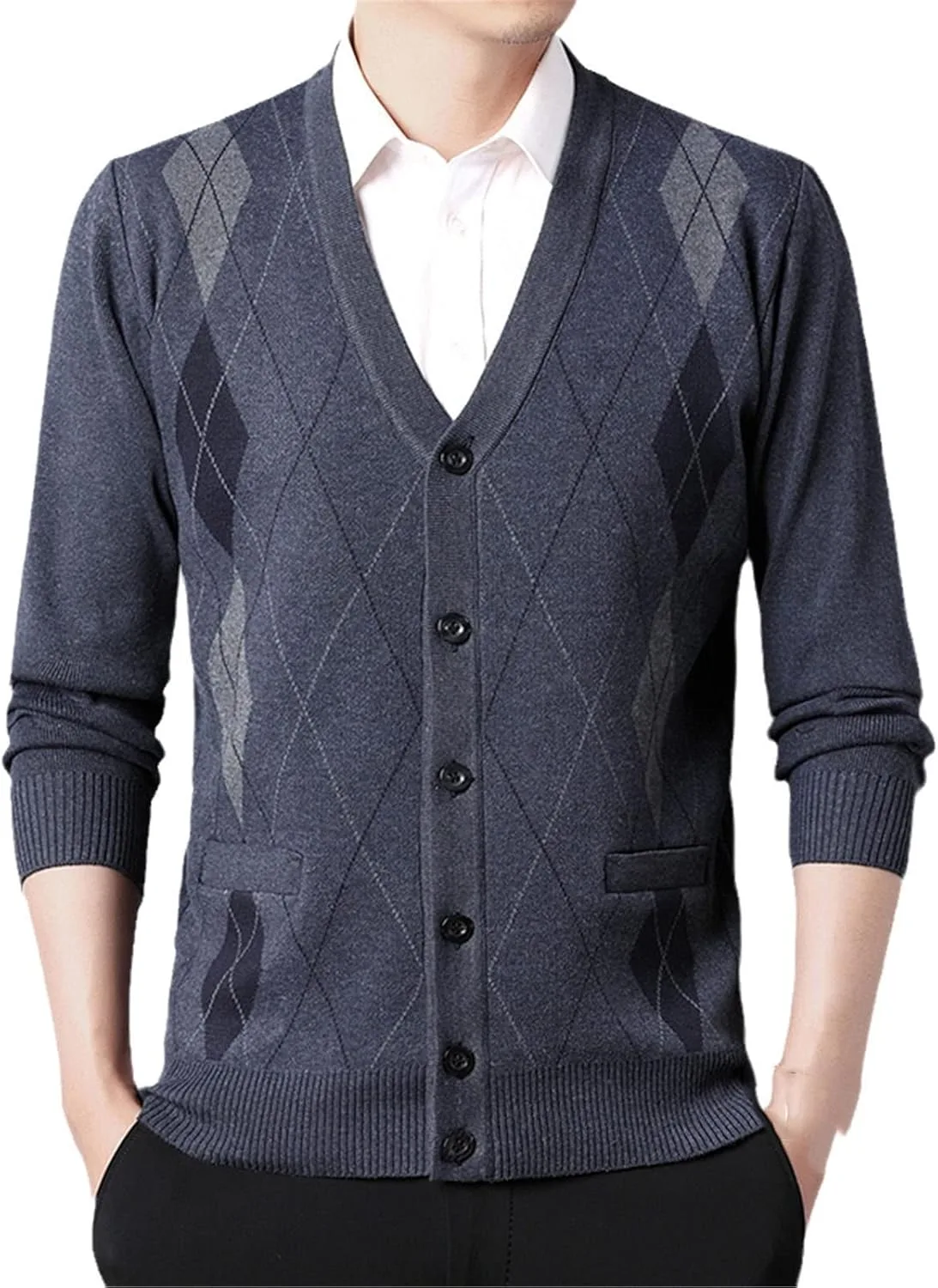 

Мужской кардиган модный slim fit с длинными рукавами и V-образным вырезом Alloaone