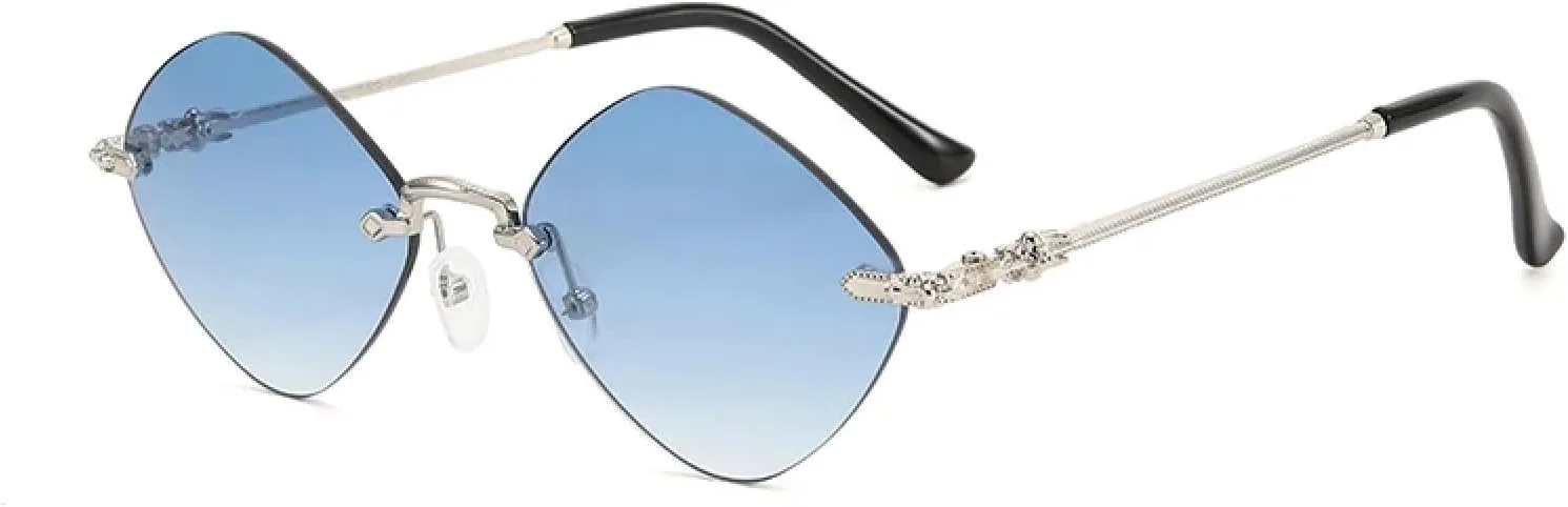 

Солнцезащитные очки с ромбовидной оправой, градиентной скошенной кромкой и безрамочным дизайном. Модные и стильные, с защитой от УФ-излучения UV400 TKKTLLT, Silver