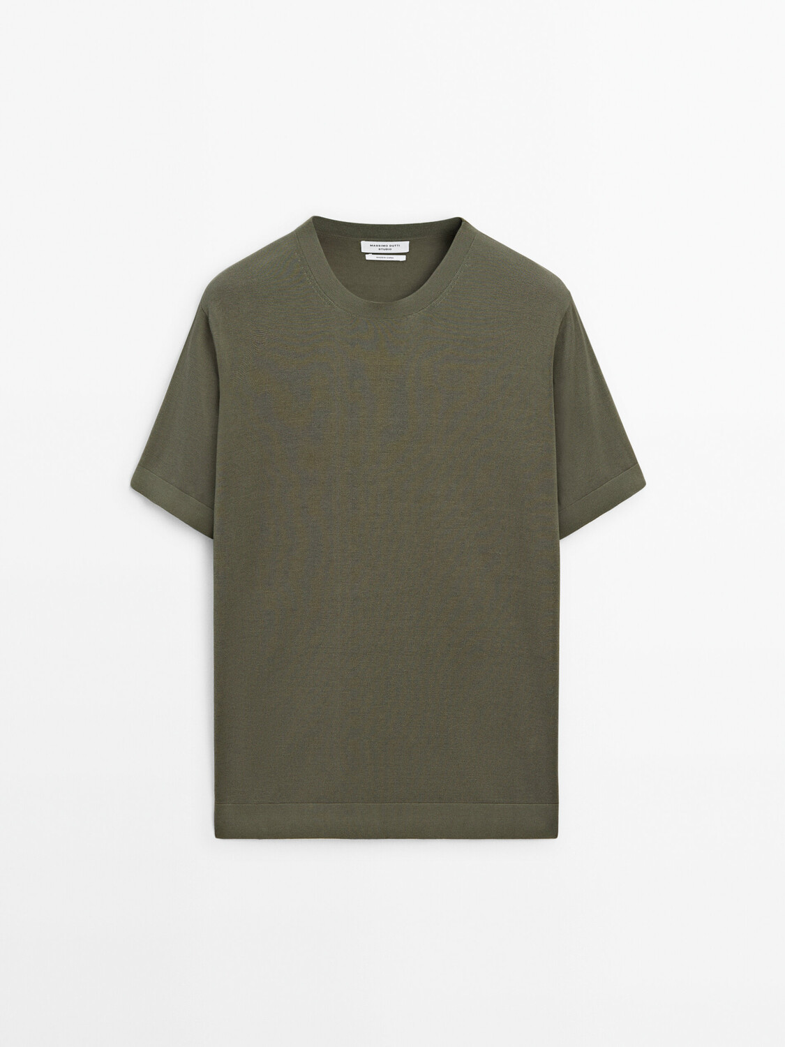 

Вязаная футболка с коротким рукавом Massimo Dutti, хаки