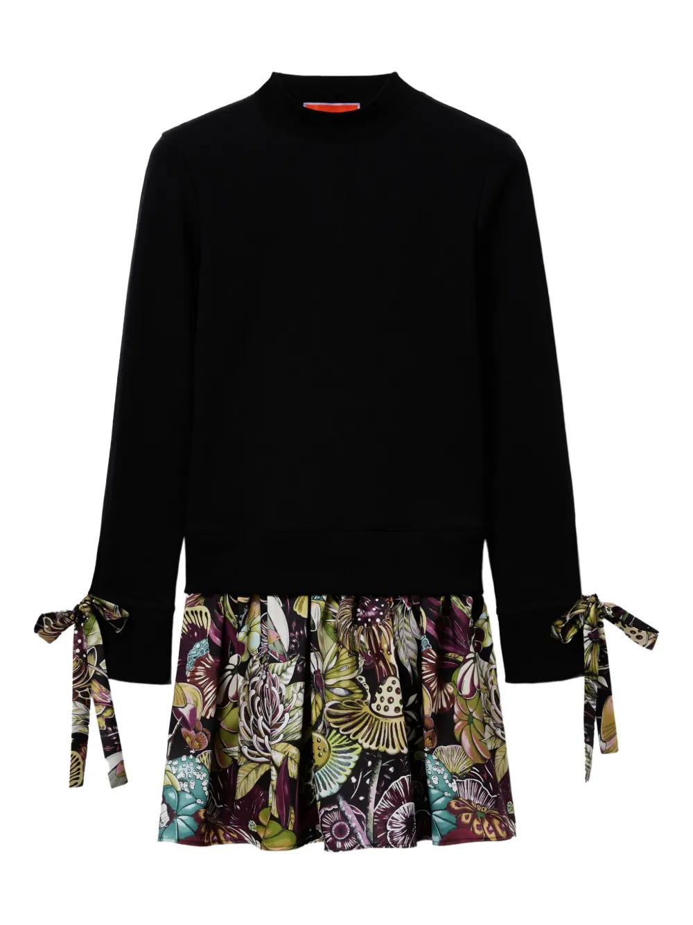 

Мини-платье с цветочным принтом и воротником-стойкой La Doublej, черный