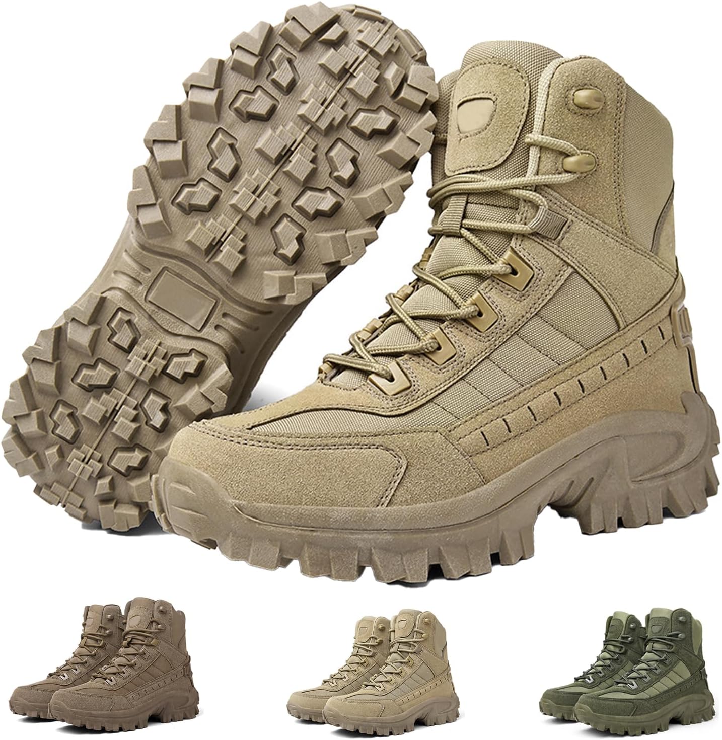 

Мужские ортопедические ботинки с антипроколом, водонепроницаемые, противовывиховые, походные, легкие с боковой молнией, боевые ботинки Generic, хаки