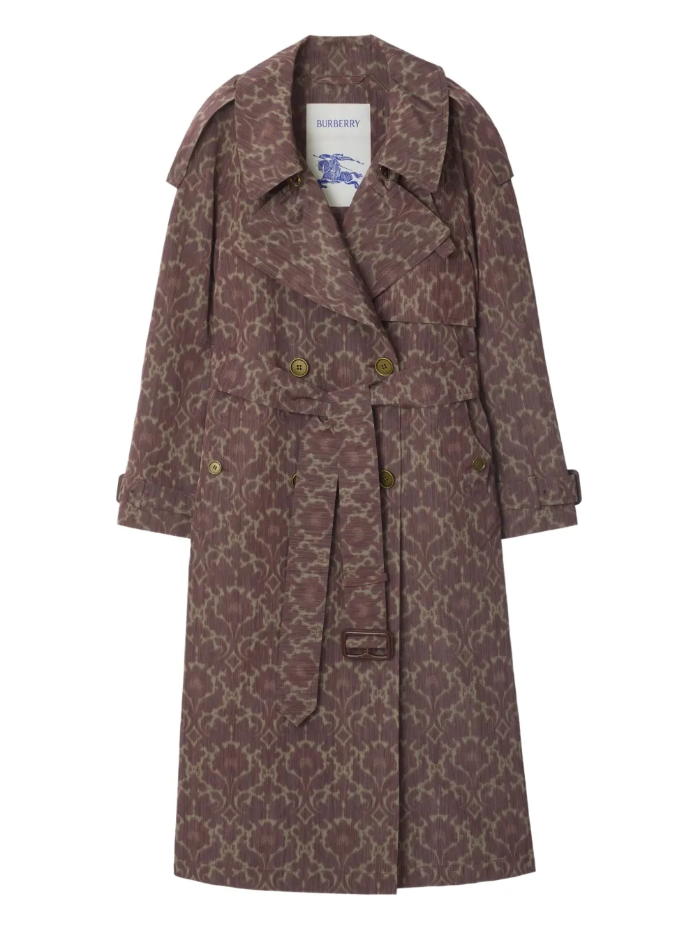 

Тренч с поясом и принтом Baroque BURBERRY, коричневый