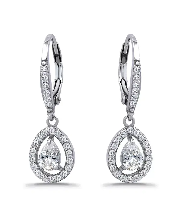 

Серьги-Подвески с застежкой-рычагом, выполненные из серебра 18 карат с золотым покрытием, с кубическим цирконием в форме капли, изготовлены для Macy's. Giani Bernini, silver