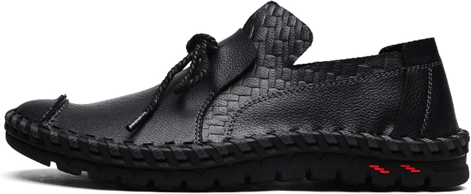 Мужские повседневные кожаные лоферы Классические ручной работы Модные формальные офисные туфли для костюма, свадебные туфли на плоской подошве Для улицы и повседневного ношения Кроссовки больших размеров Generic, черный — фото 2
