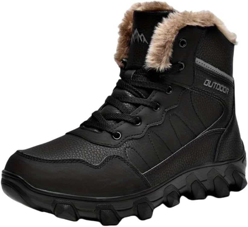 

Мужские зимние водонепроницаемые противоскользящие ботинки HHHCHPM с плюшевой подкладкой для катания на лыжах и активного отдыха на улице, черный