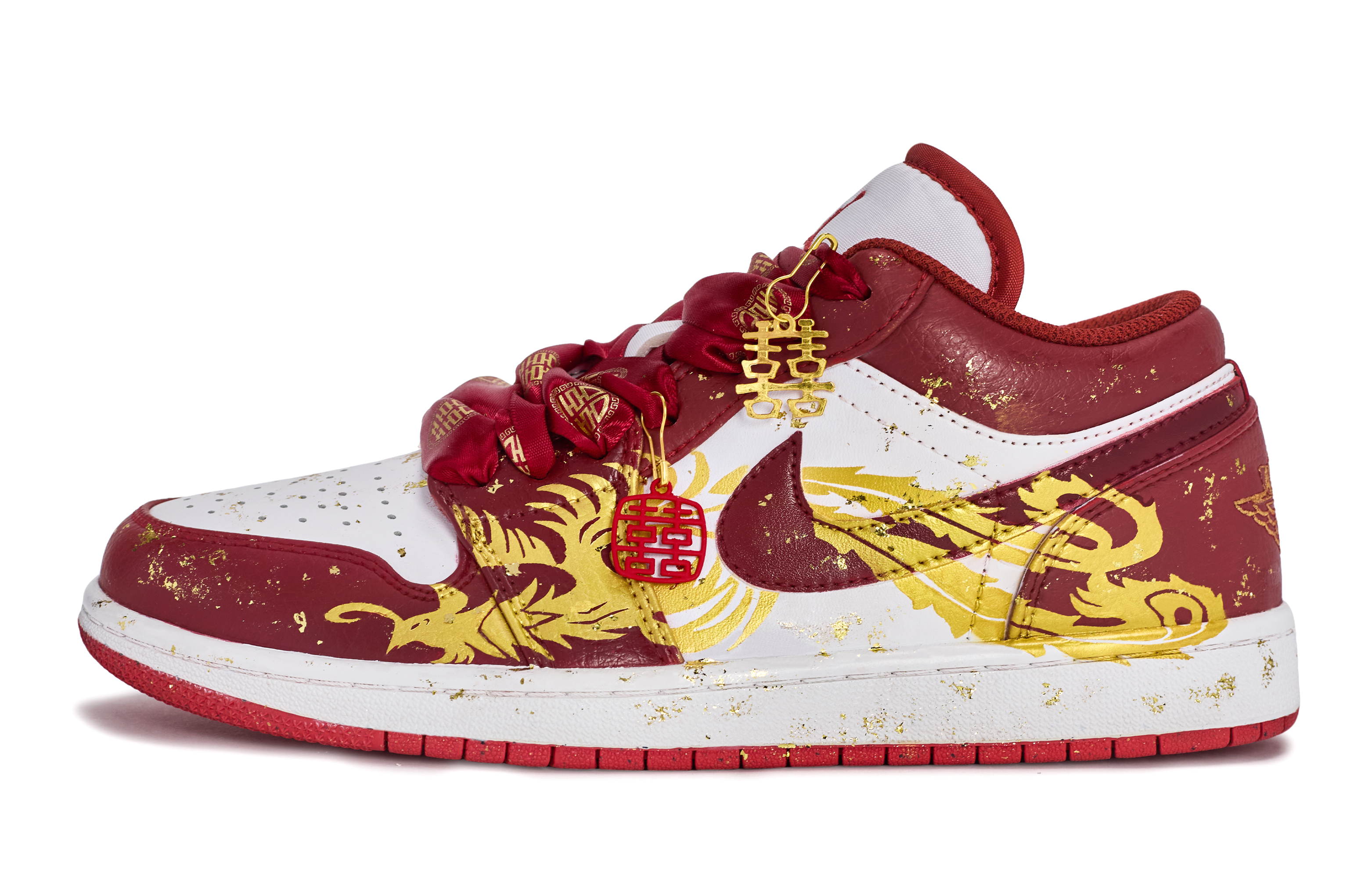 

Jordan Air 1 Walking Planet, Phoenix Roars Nine Skies Low top Vintage Basketball Shoes Unisex Red White Gold