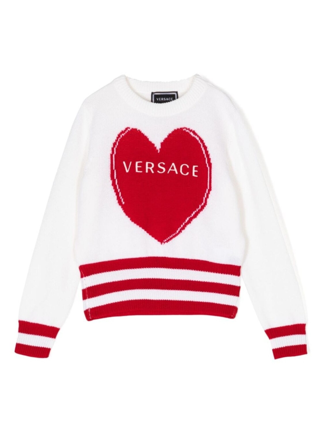 

Шерстяной джемпер с вышитым логотипом Versace Kids, белый