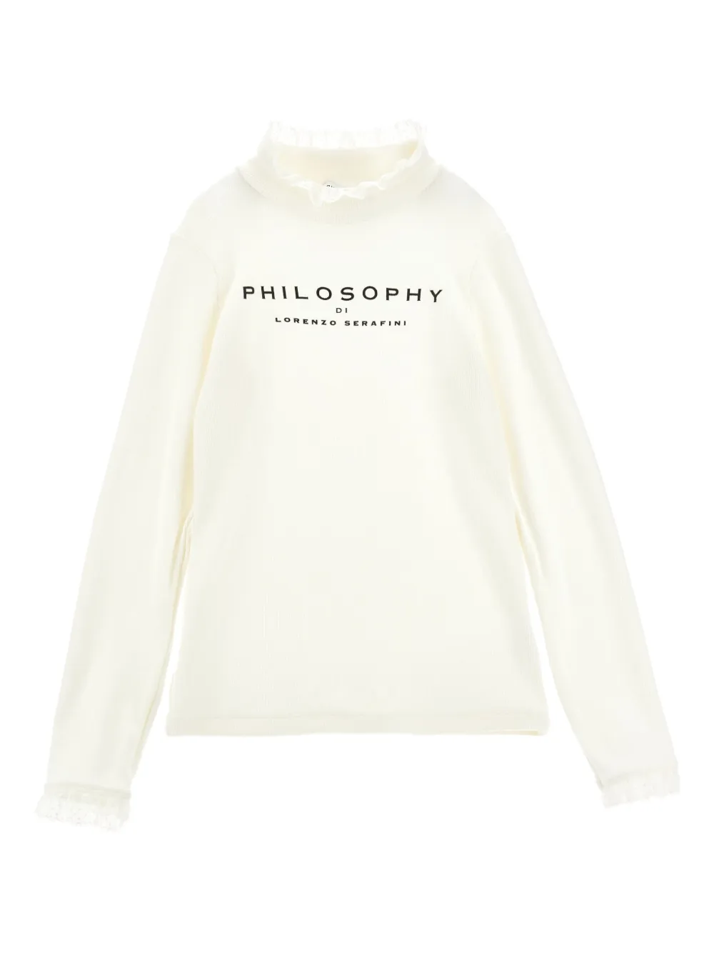 

Футболка в рубчик с кружевом Philosophy Di Lorenzo Serafini Kids, белый