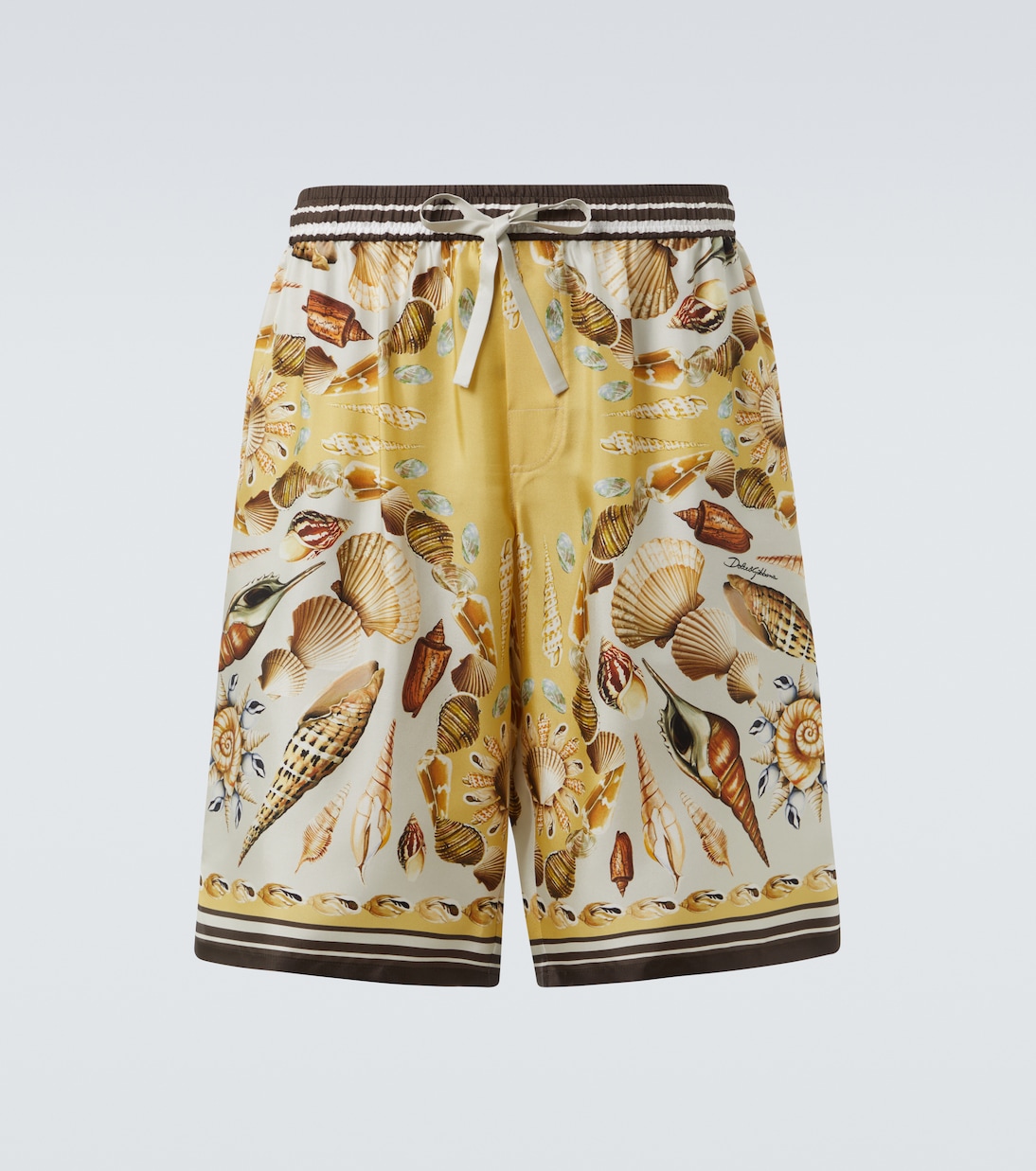 

Шорты из печатного шелкового твила Dolce&Gabbana, Conchiglie F.Giallo