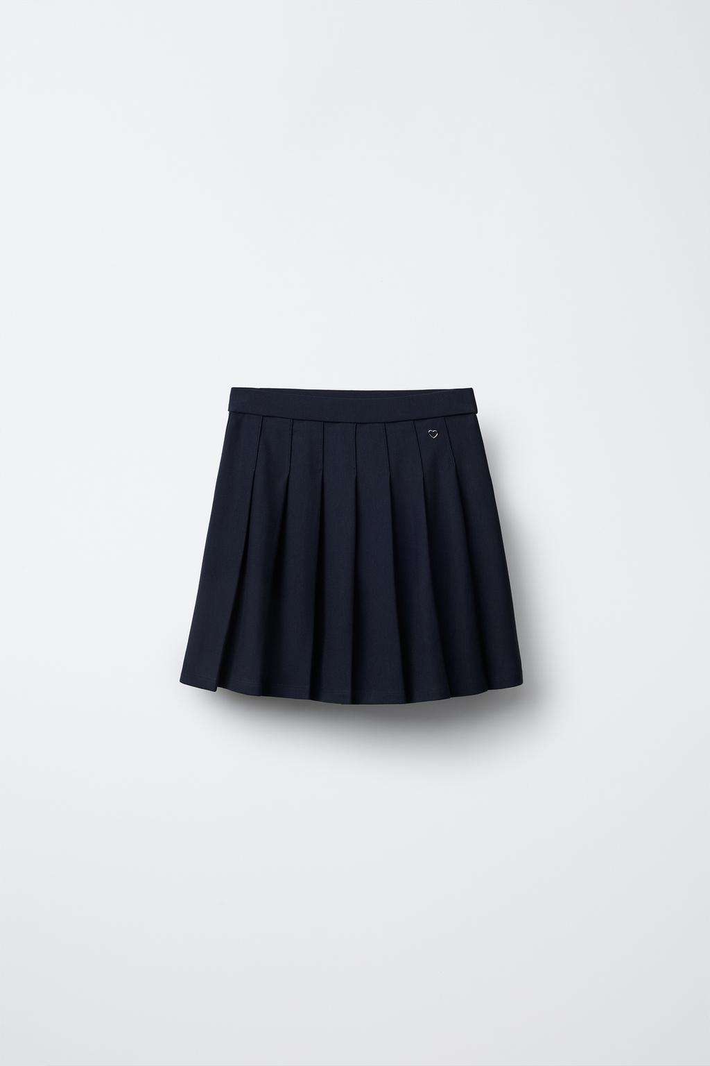 

Юбка в клетку в складку с аппликацией в виде сердечка ZARA, темно-синий