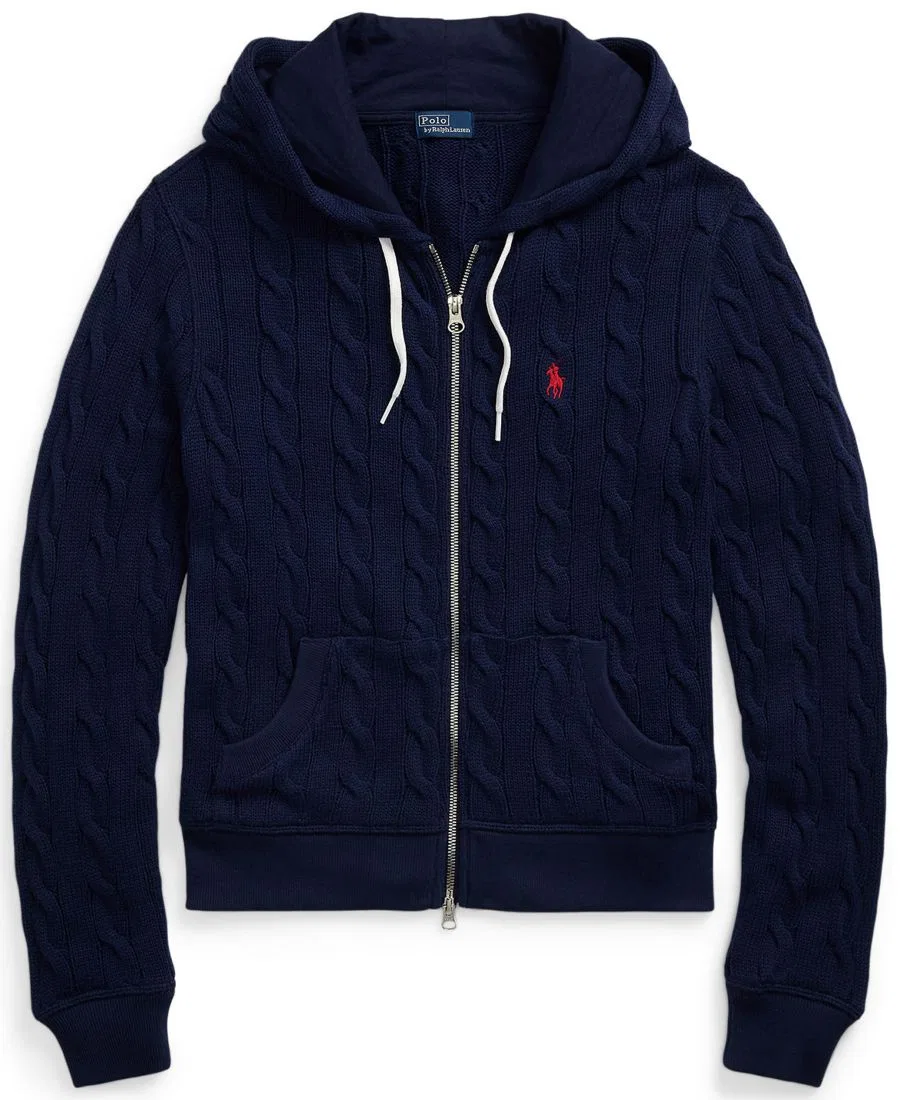 Женская хлопковая толстовка крупной вязки на молнии Polo Ralph Lauren, Newport Navy — фото 2