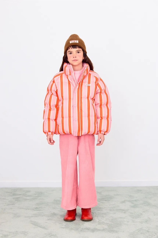 

Детская куртка с короткими утепленными полосками в стиле ретро Tinycottons, розовый