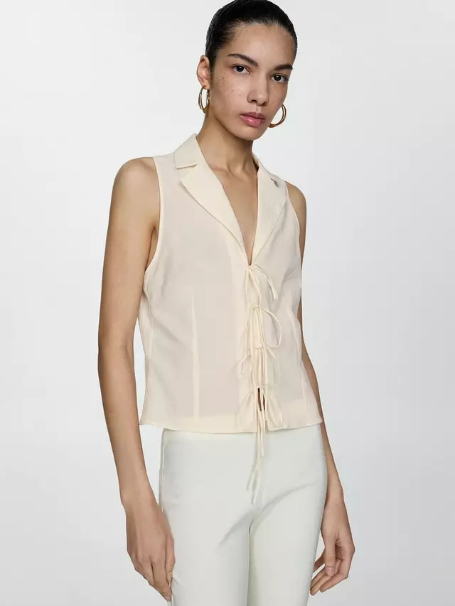 

Блуза Mango Cute Tie Front, цвет light/beige