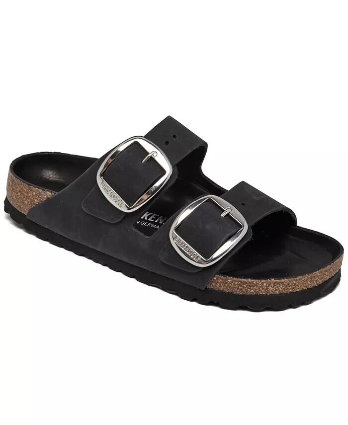 Женские промасленные кожаные сандалии Arizona с большой пряжкой от Finish Line Birkenstock, черный