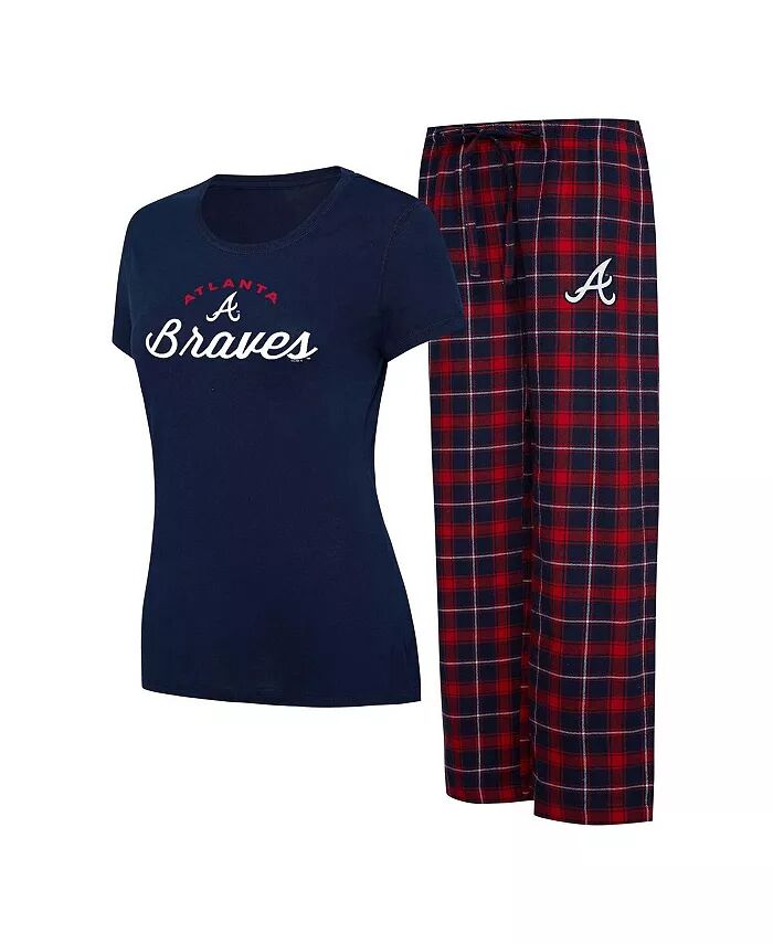 

Женский комплект для сна из темно-синей, красной футболки Atlanta Braves Arctic и фланелевых брюк Concepts Sport