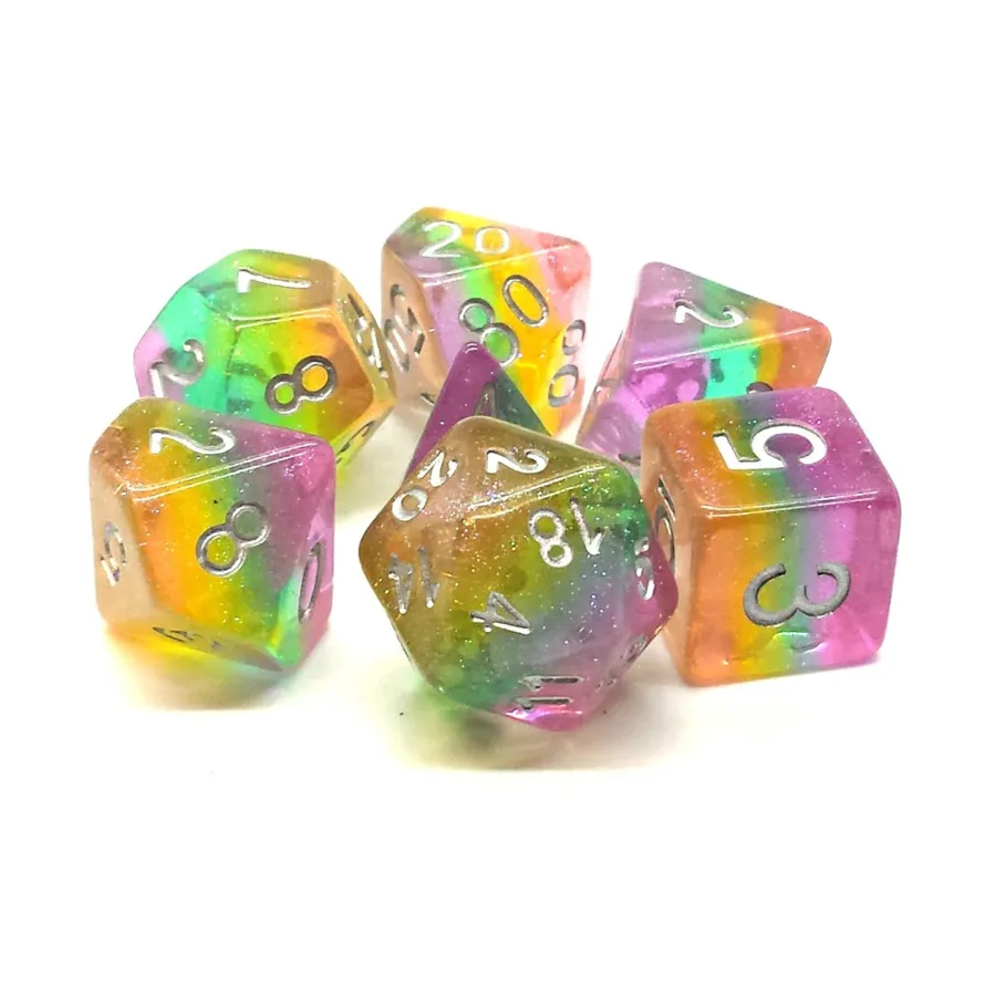 

Поликомплект Fairy Dust с серебром (7), Acrylic-Resin Dice - Luminous