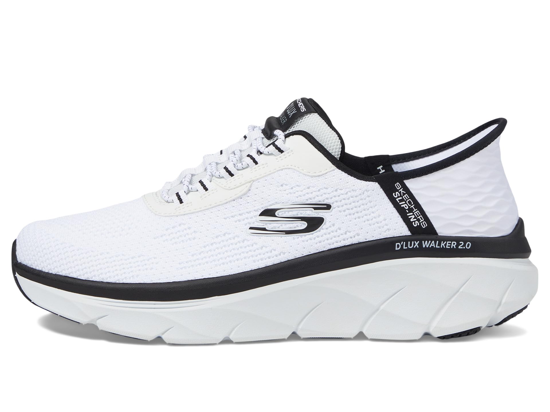 Кроссовки SKECHERS D'Lux Walker 2.0 Rezinate Hands Free Slip-In, белый/черный — фото 4