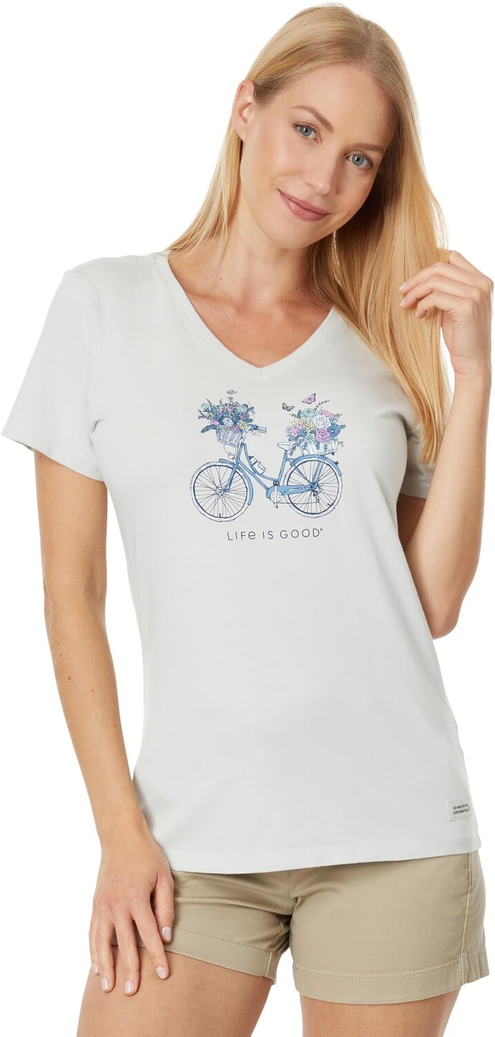 

Пуловер Life is Good Bike Flower Baskets Short Sleeve CrusherVee, цвет Fog Gray