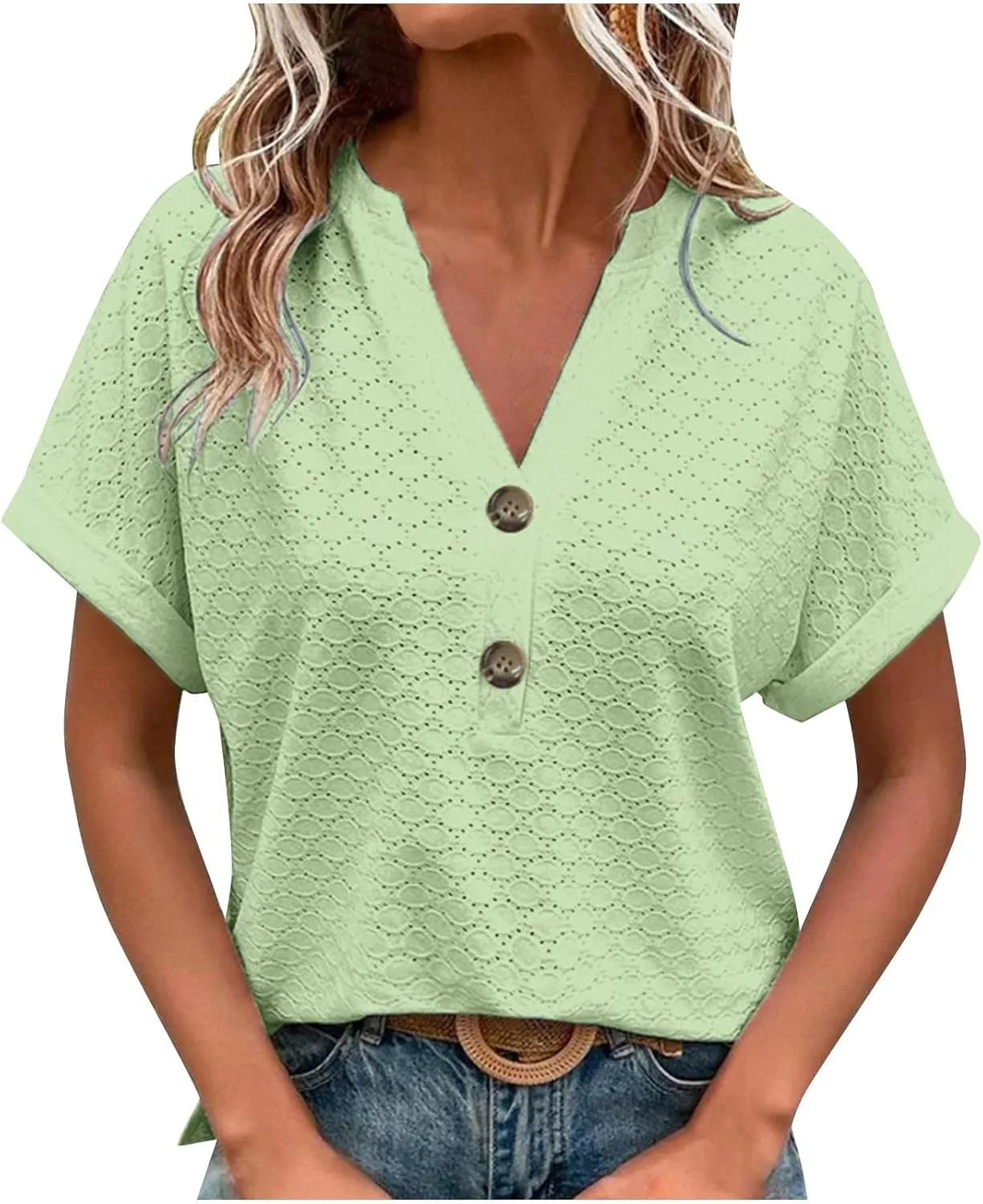 

Женская летняя блузка с коротким рукавом и V-образным вырезом Smxrfitk