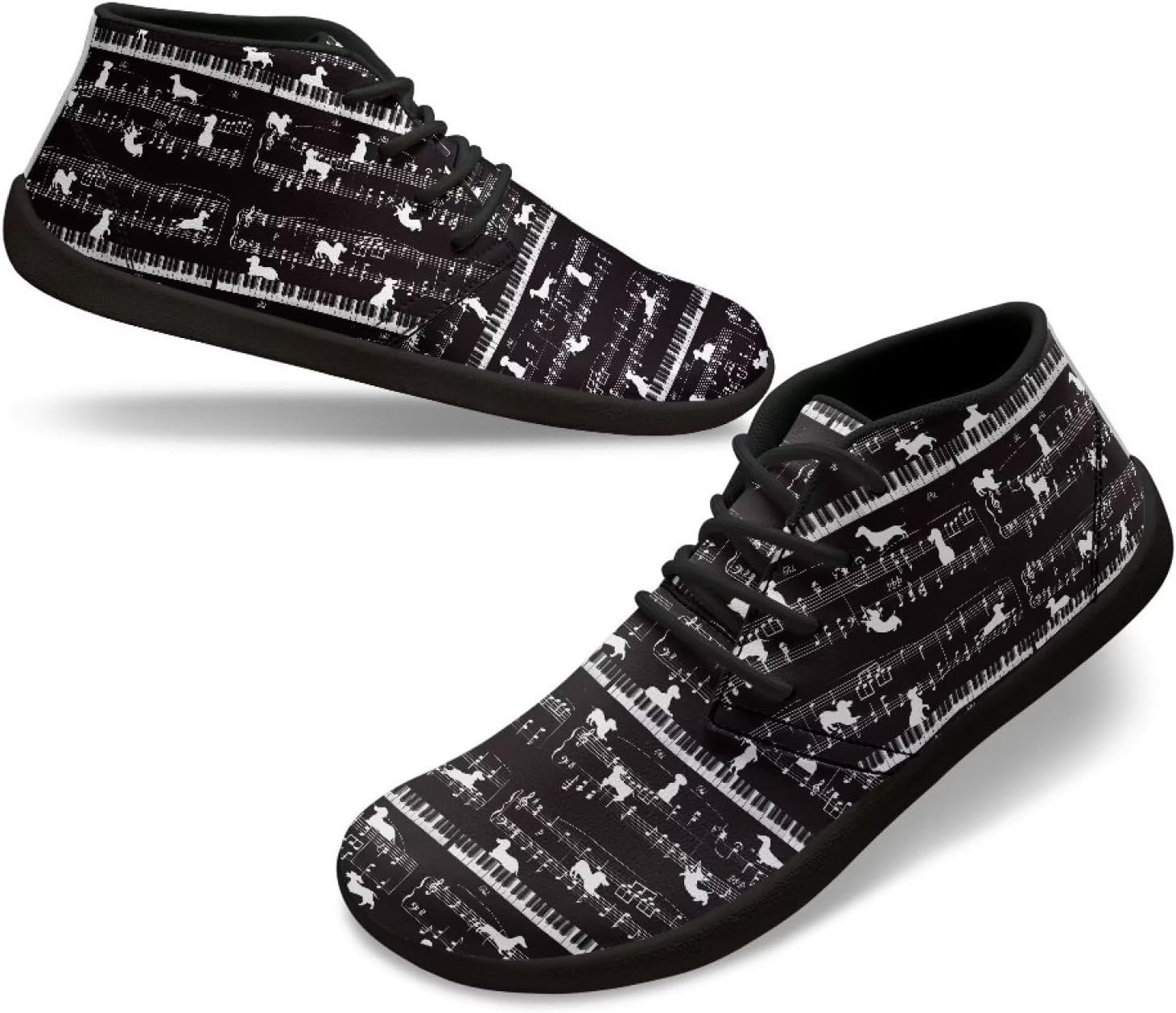 

Мужские низкие кроссовки из ПУ-кожи, обувь, широкие носки, прогулочные кроссовки с нулевым перепадом, нескользящие повседневные спортивные кроссовки, размеры США 5-14 Qoiuvncy, Musical Notes Animal