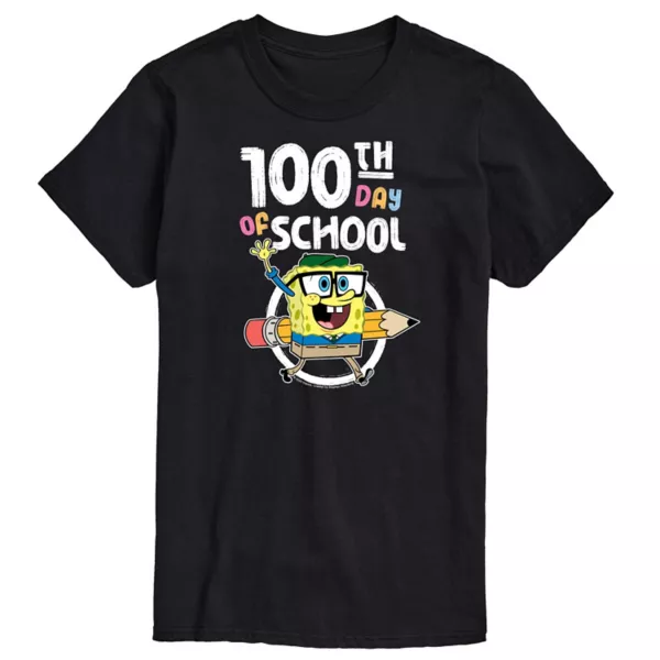 

Мужская футболка SpongeBob SquarePants с принтом "100 дней" Nickelodeon, черный