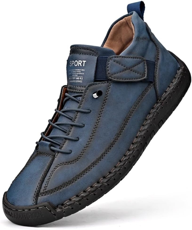 

Мужские повседневные ботинки Qacksv до середины голени, водоотталкивающие, для активного отдыха, рабочие, удобные, мягкая кожа, прочная строчка, деловой повседневный стиль, синий