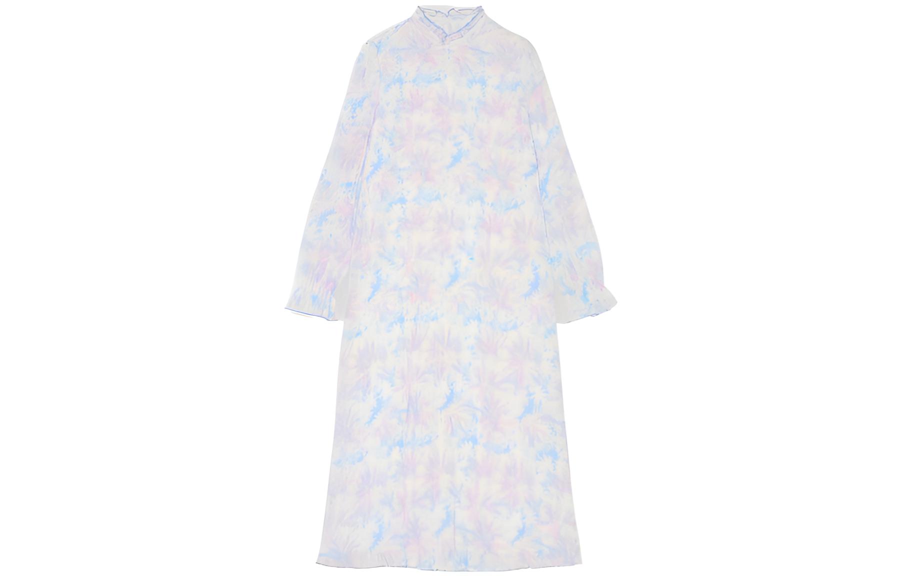 

Женское платье с длинными рукавами сине-фиолетового цвета GANNI