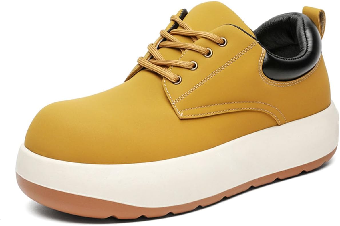 

Мужские платформенные кроссовки Легкие Комфортные Шнуровка Скейт обувь Пухлые Модные повседневные туфли Zhoupulp, желтый