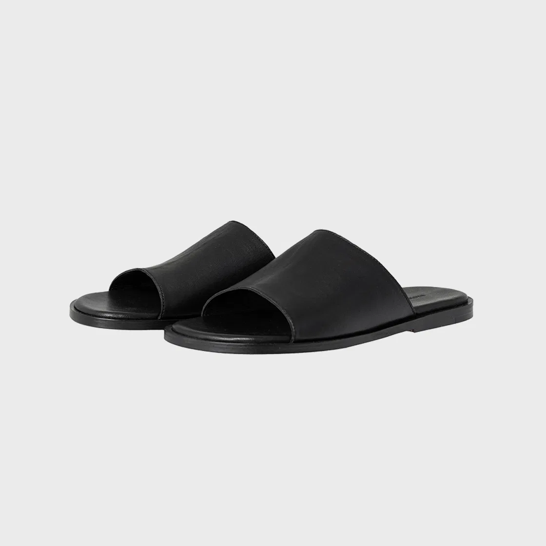 Мужские чёрные кожаные слайды Leather Slide от Brownyard