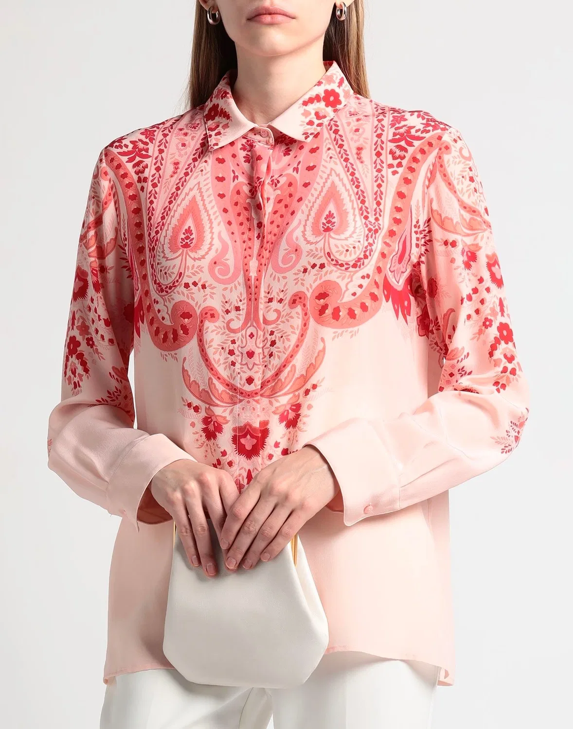 Рубашка с цветочным принтом ETRO розовая — фото 4