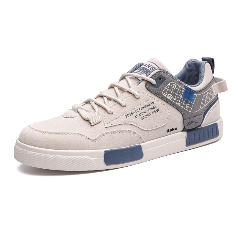 

BAKE Скользоустойчивые легкие дышащие низкие скейтерские кроссовки мужские - бежево-голубые, цвет Beige Blue