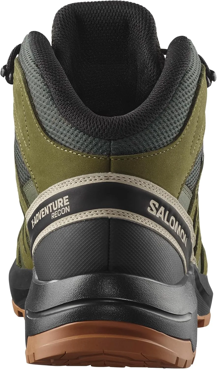 Мужские походные ботинки Salomon X-Adventure Recon Mid с Gore-Tex, водонепроницаемые и устойчивые для сложных троп и походов в любую погоду, оливковый — фото 3