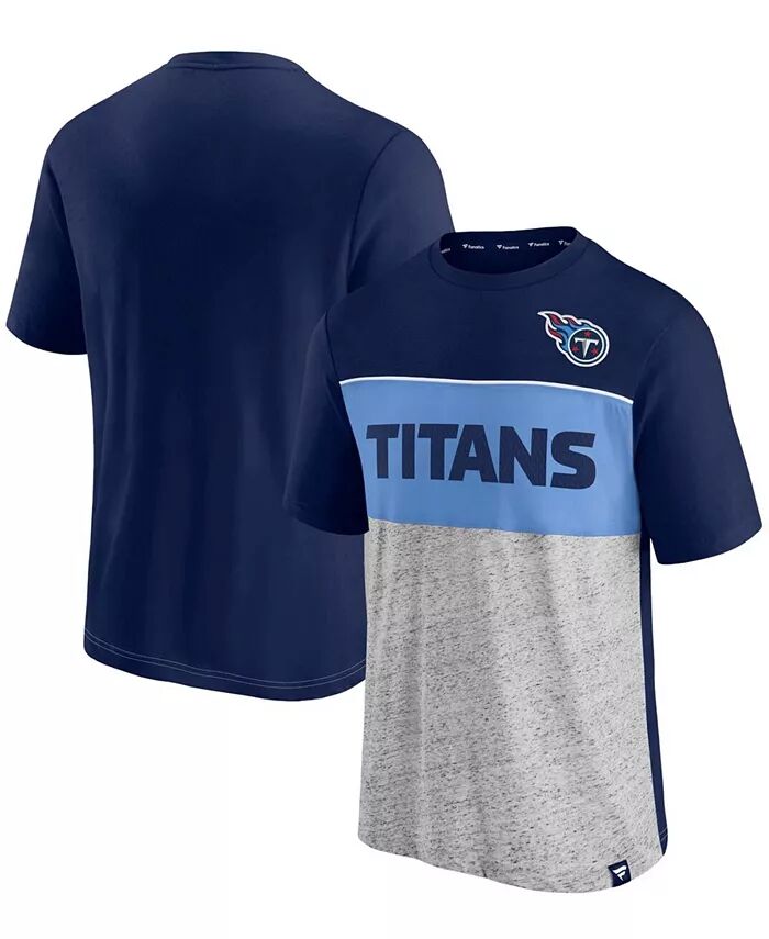 

Мужская футболка Tennessee Titans в цвете «цветной блок» темно-синего и серого цвета Fanatics